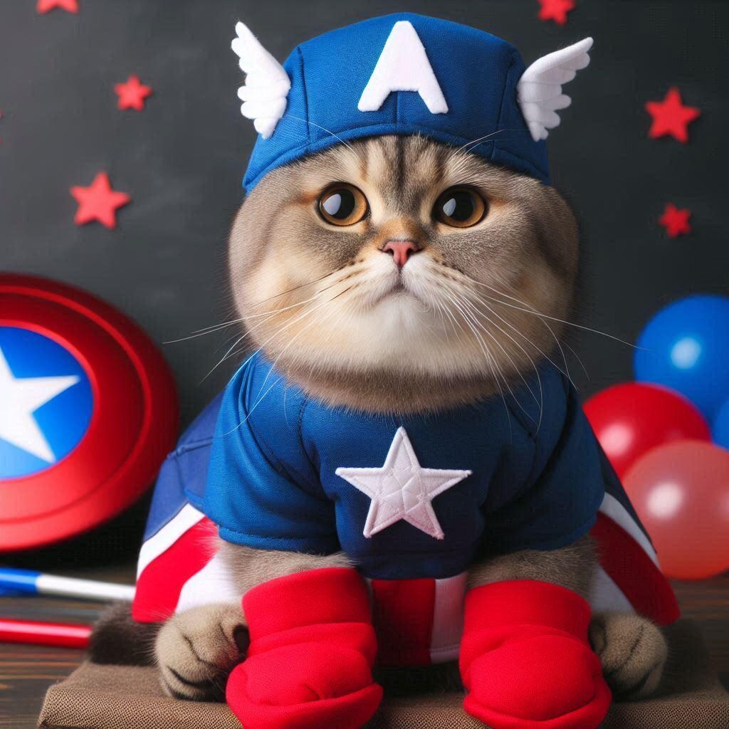 キャップを被った猫