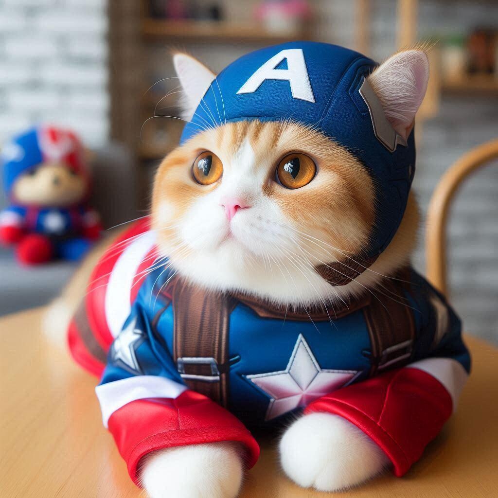 キャップを被った猫