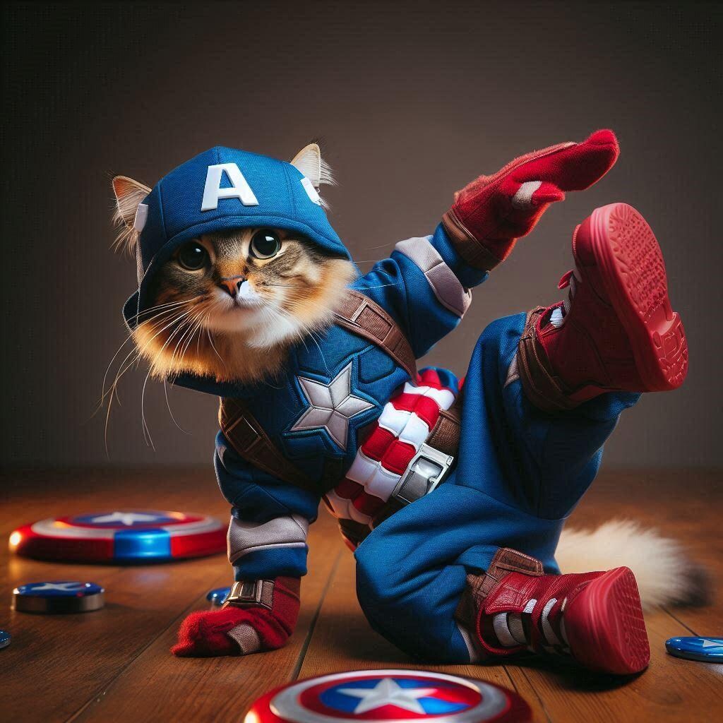 キャップを被った猫