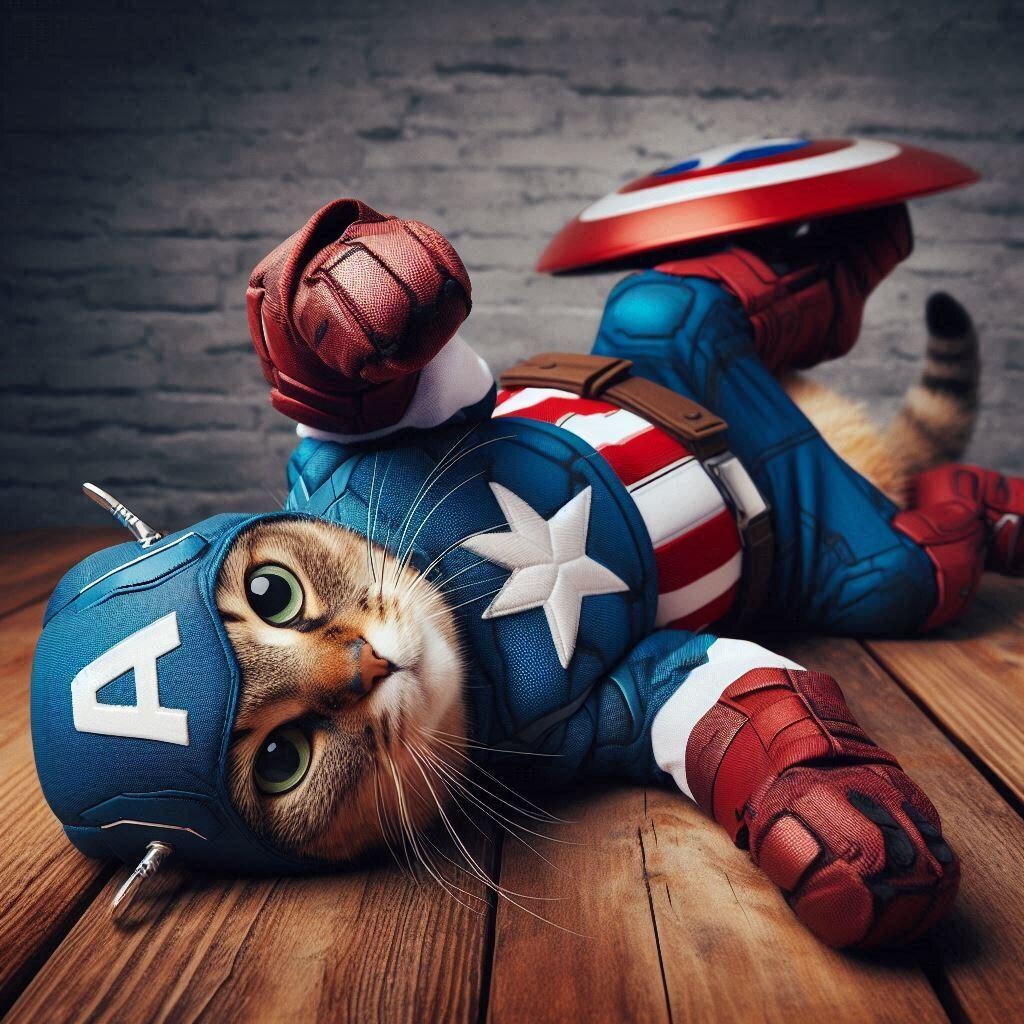 キャップを被った猫