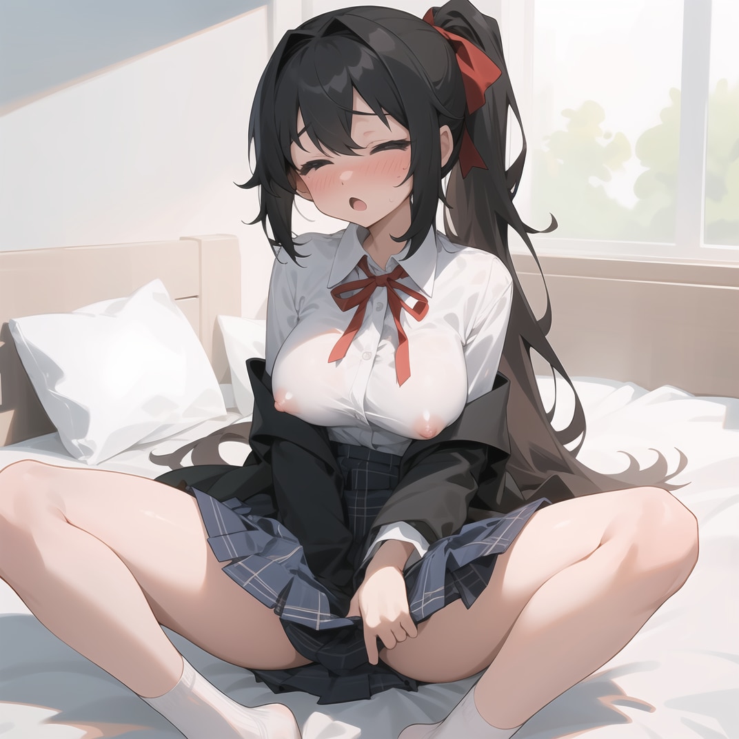 ベッドの上で♪その気になって来てるJK♡　「Hしよ♡」（12枚）