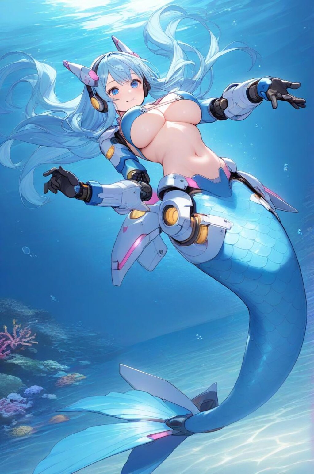 セクシーな上半身はメカマーメイドちゃんの武器