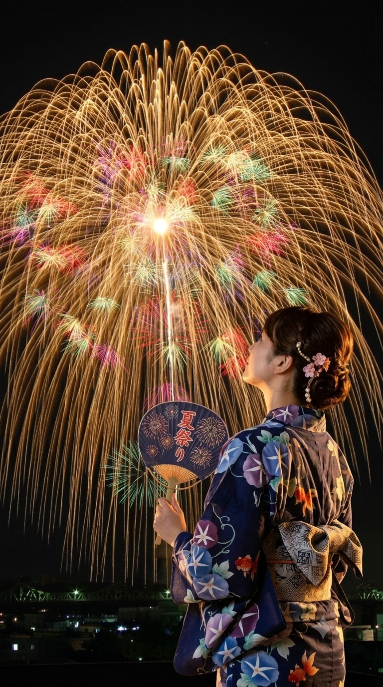 【夏祭りの花火大会】