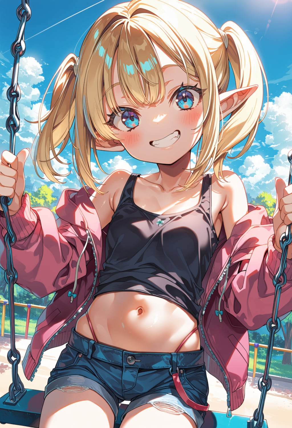 ブランコ乗ってるエルフの子