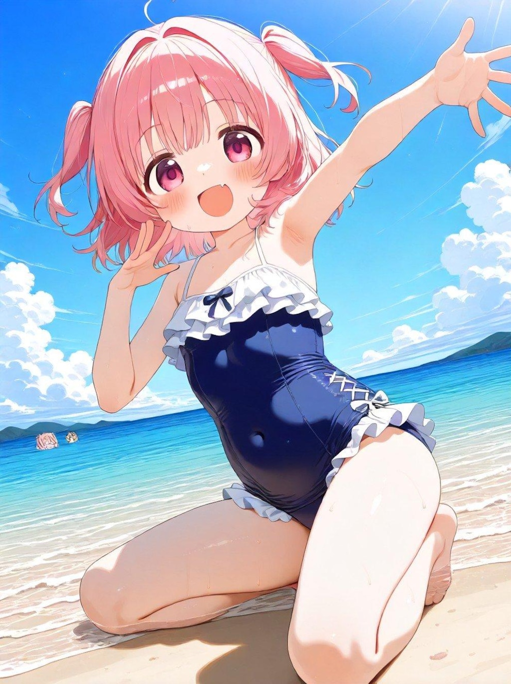 女の子と海