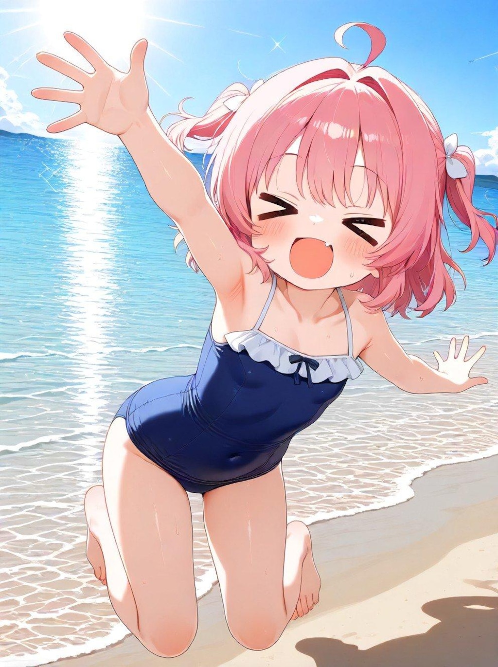 女の子と海