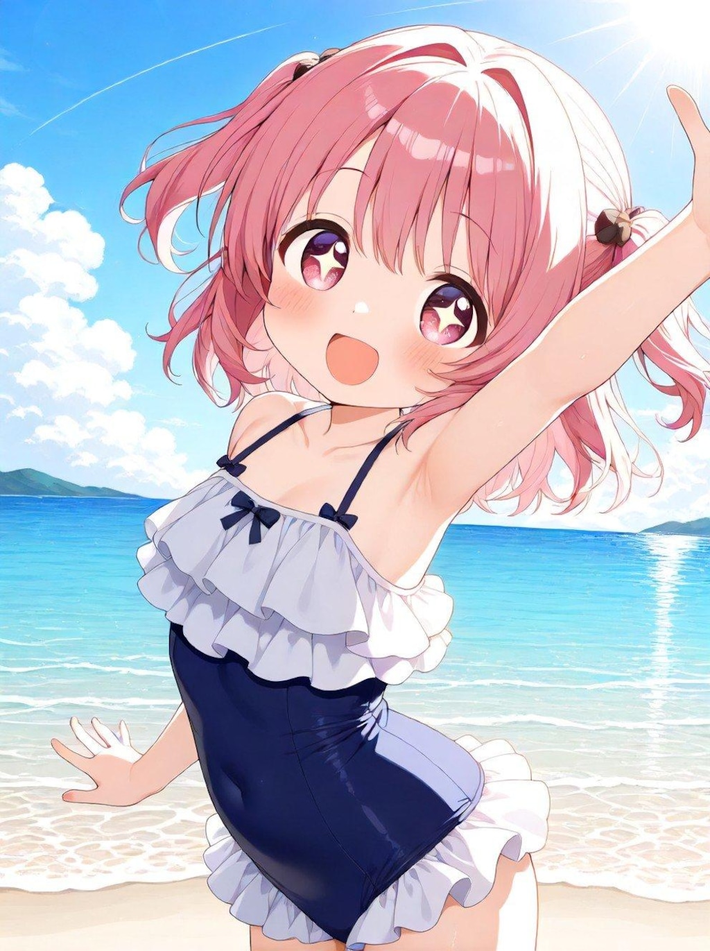 女の子と海