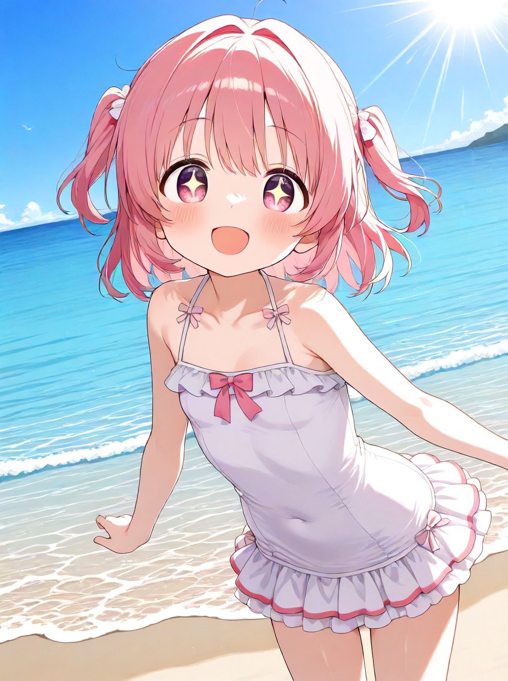 女の子と海
