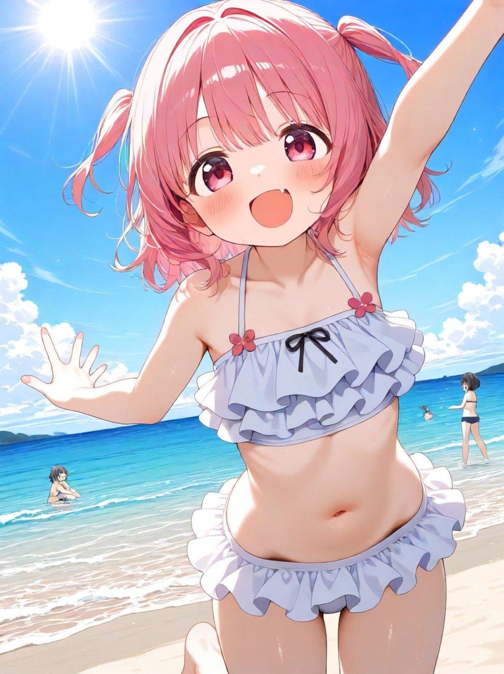 女の子と海