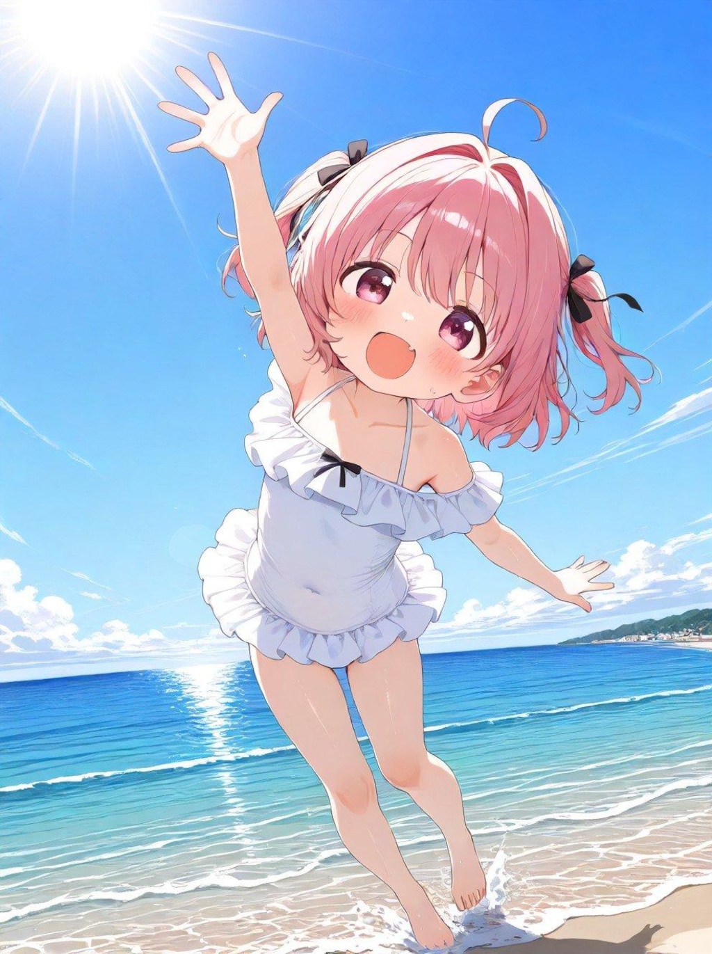 女の子と海