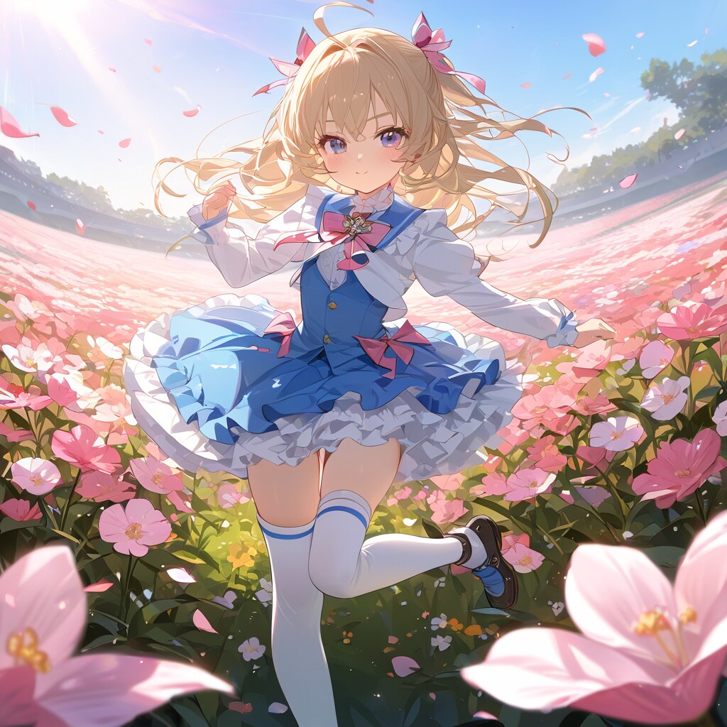お花畑とニーハイ少女 | の人気AIイラスト・グラビア
