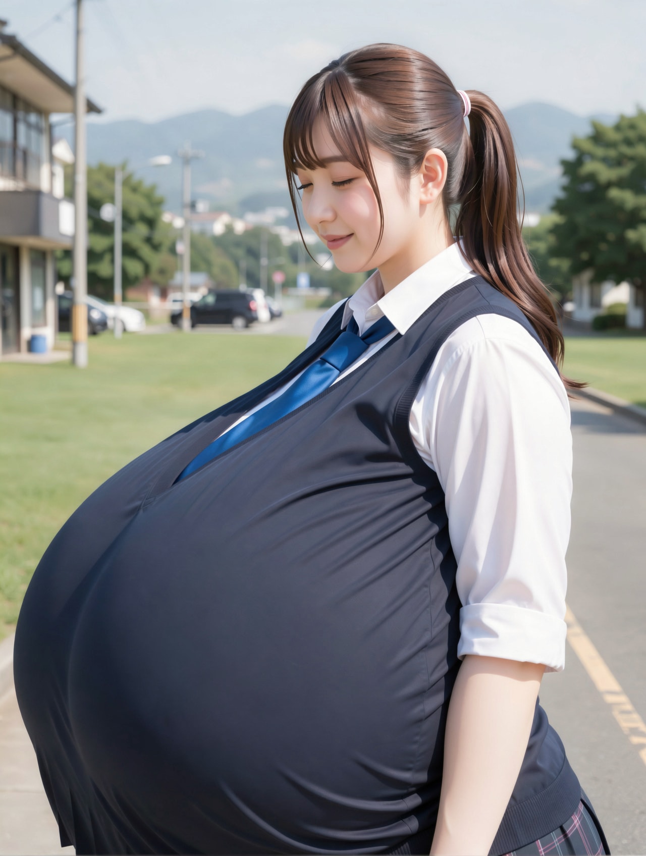 彼女の横からのふくらみは美しい