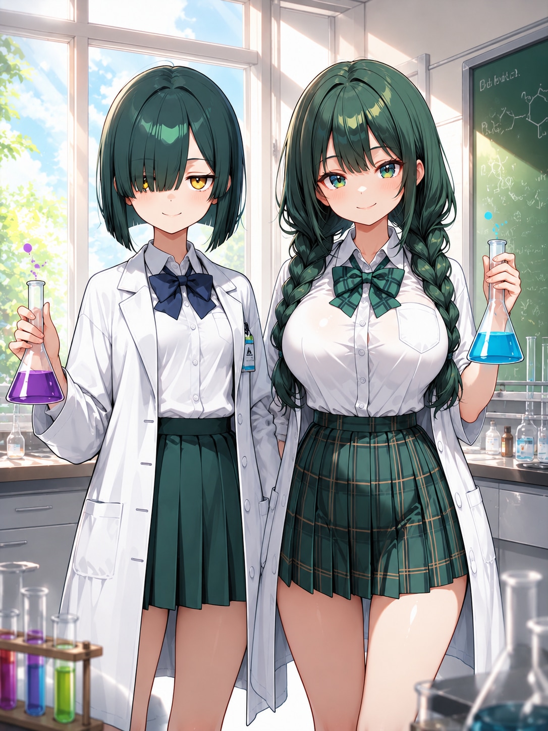 榊原朔さんと翠莉ちゃんの科学室でツーショット