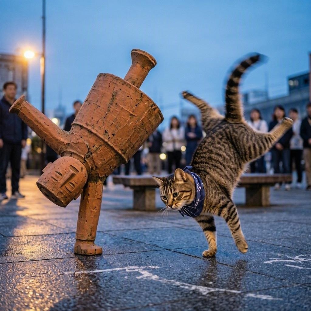 埴輪と猫