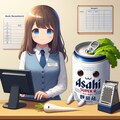 銀行でたくさんおろそうとしているビールと小さな女の子 3枚目