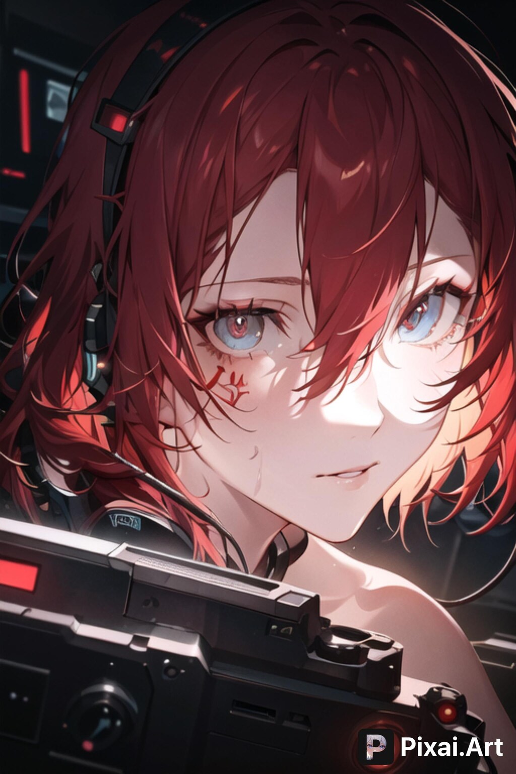 サイバーな赤髪の少女