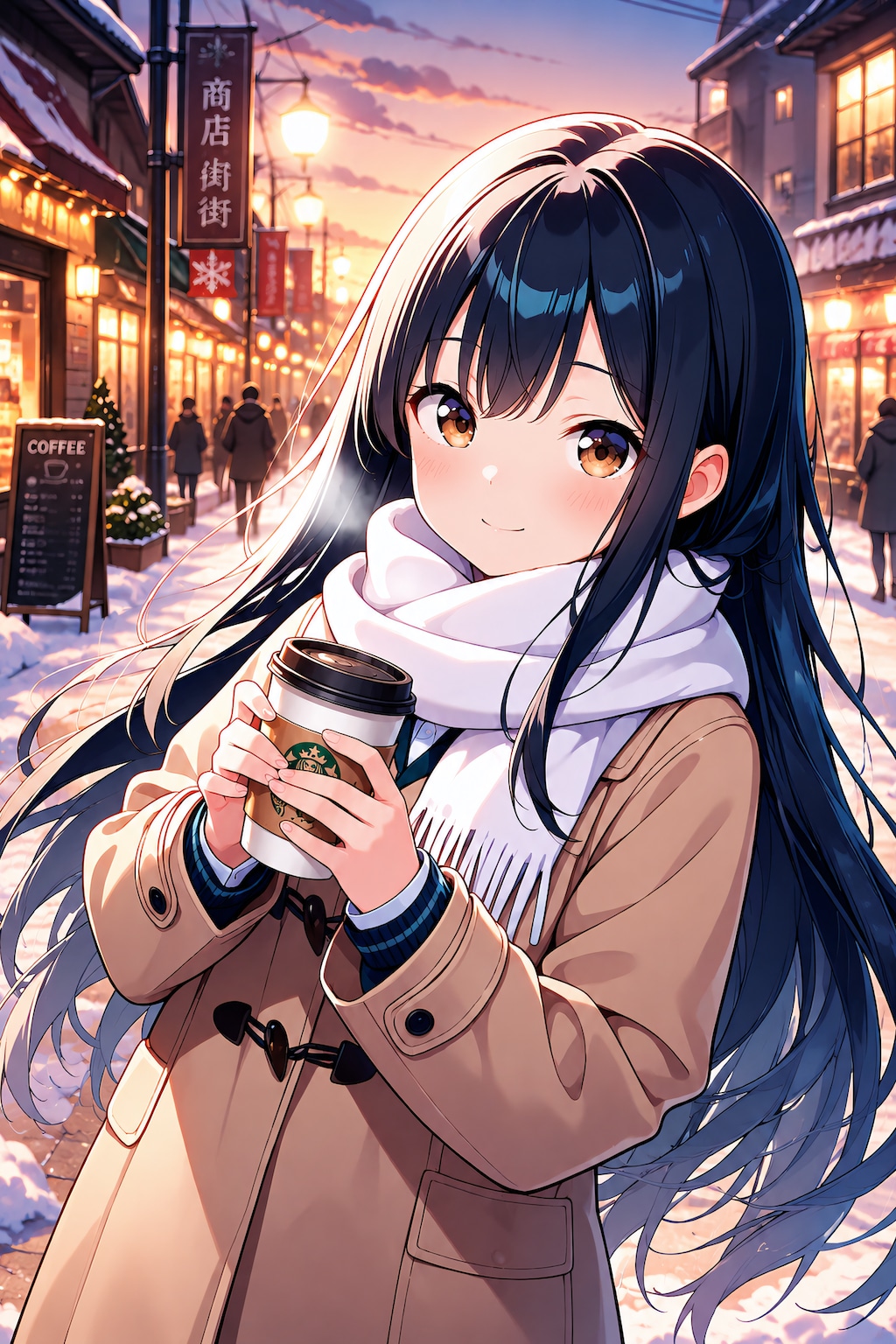 冬の街角で温かなひととき