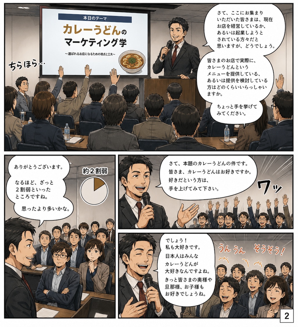 【漫画5ページ】カレーうどんのマーケティング学