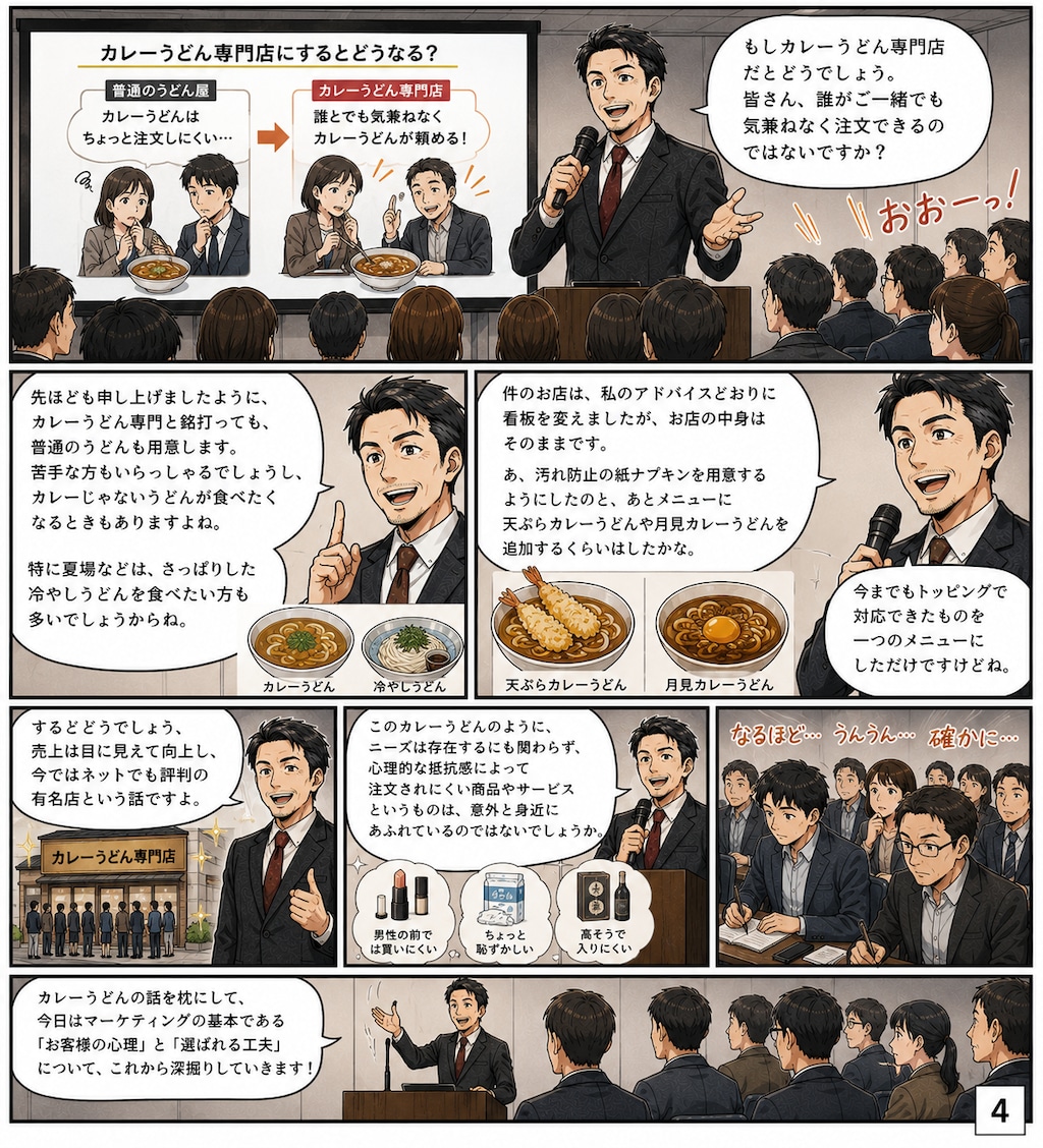【漫画5ページ】カレーうどんのマーケティング学