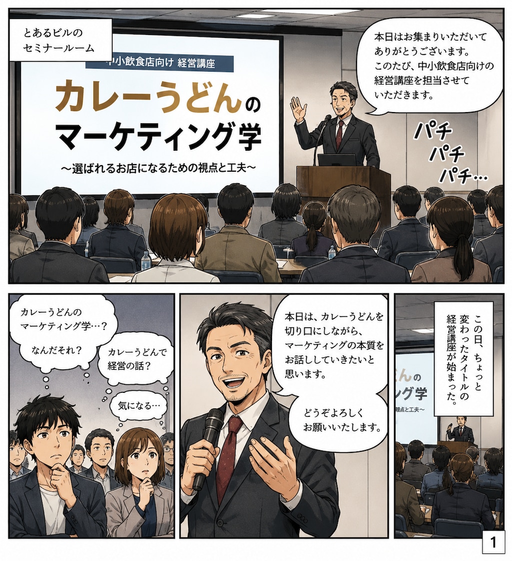 【漫画5ページ】カレーうどんのマーケティング学