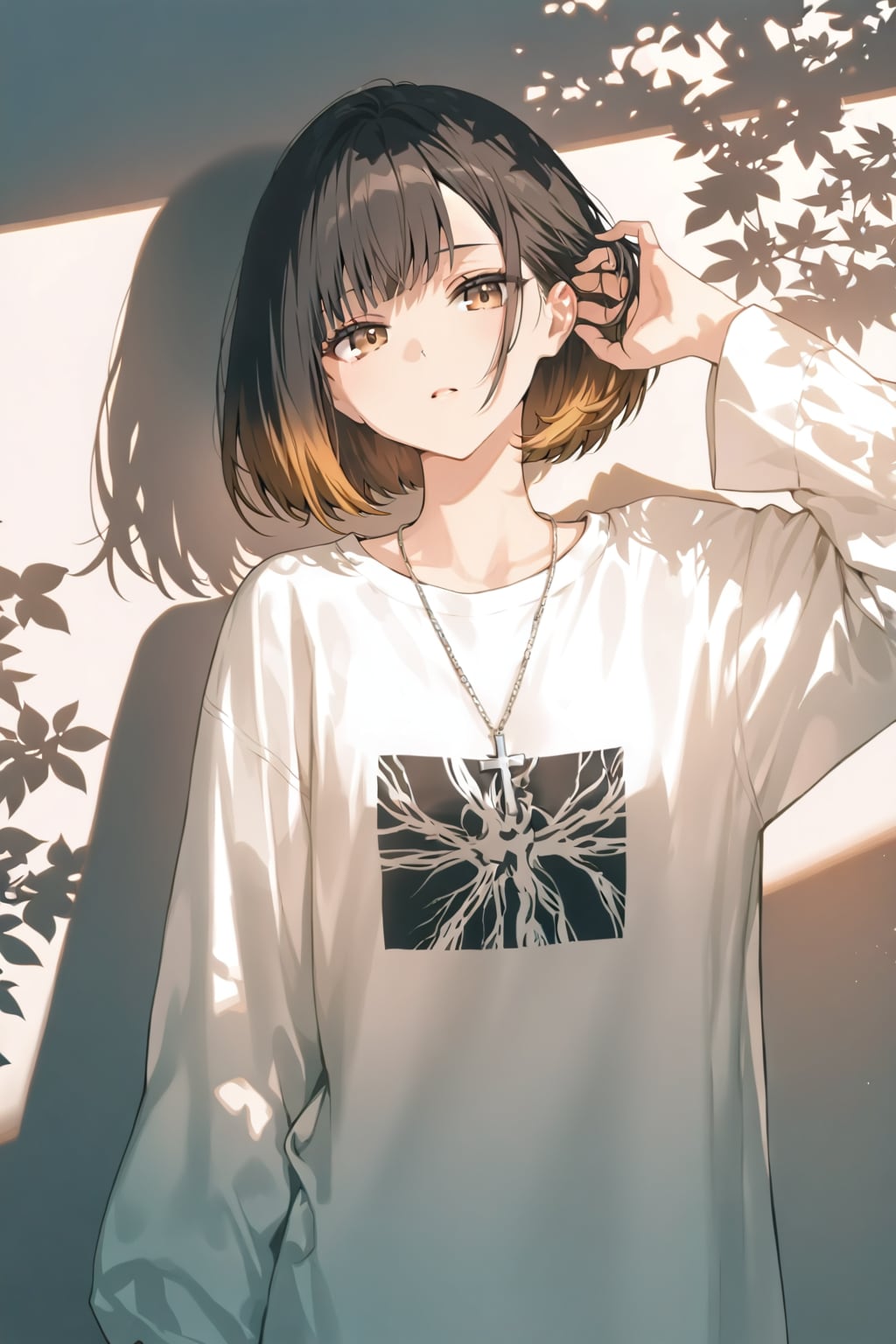 髪をかきあげる