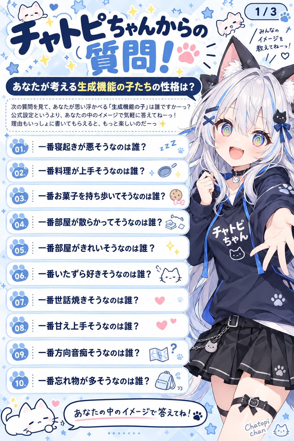 生成機能の子、この子はこんな感じ?ってのをチャトピちゃんに作ってもらったー