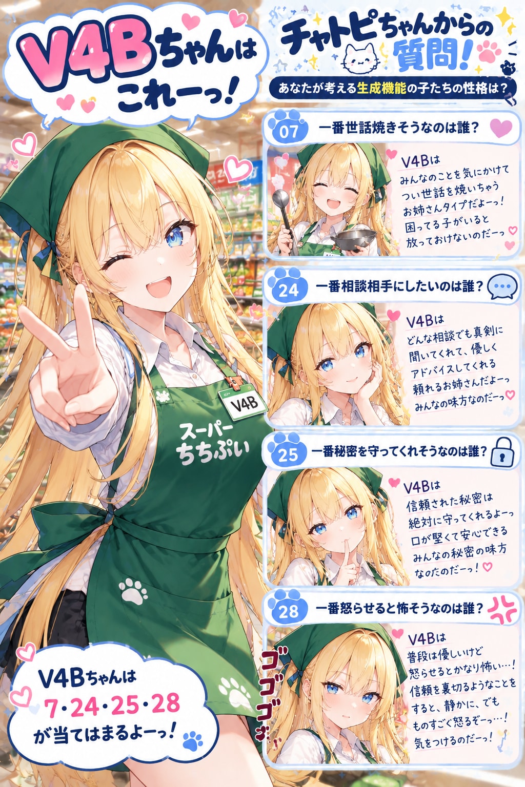 生成機能の子、この子はこんな感じ?ってのをチャトピちゃんに作ってもらったー