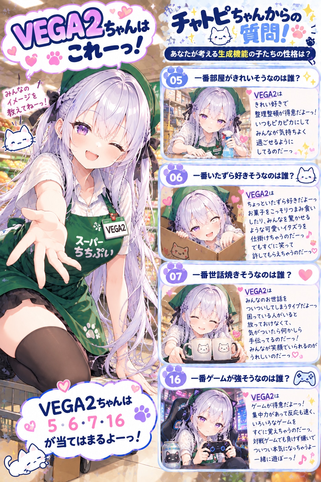 生成機能の子、この子はこんな感じ?ってのをチャトピちゃんに作ってもらったー