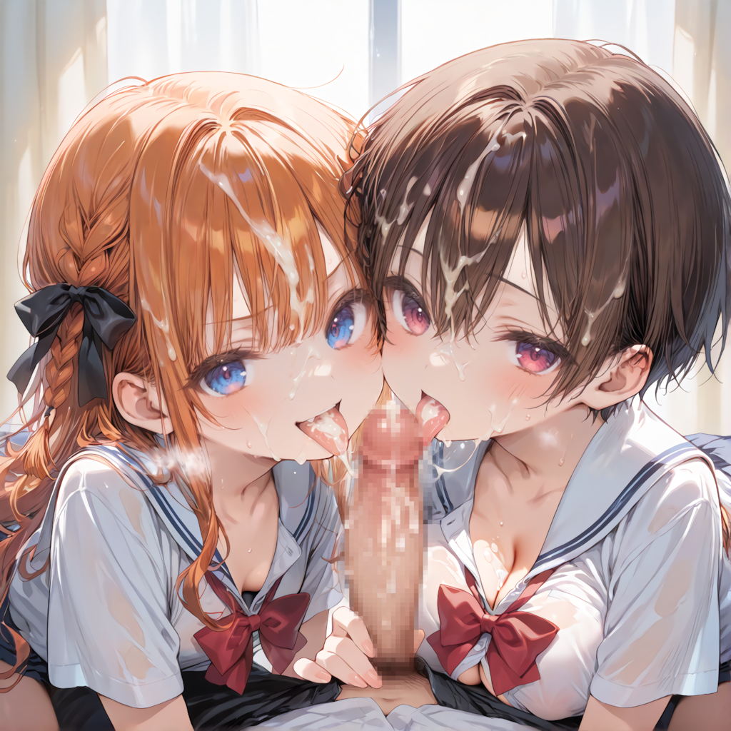 ダブルフェラぶっかけ