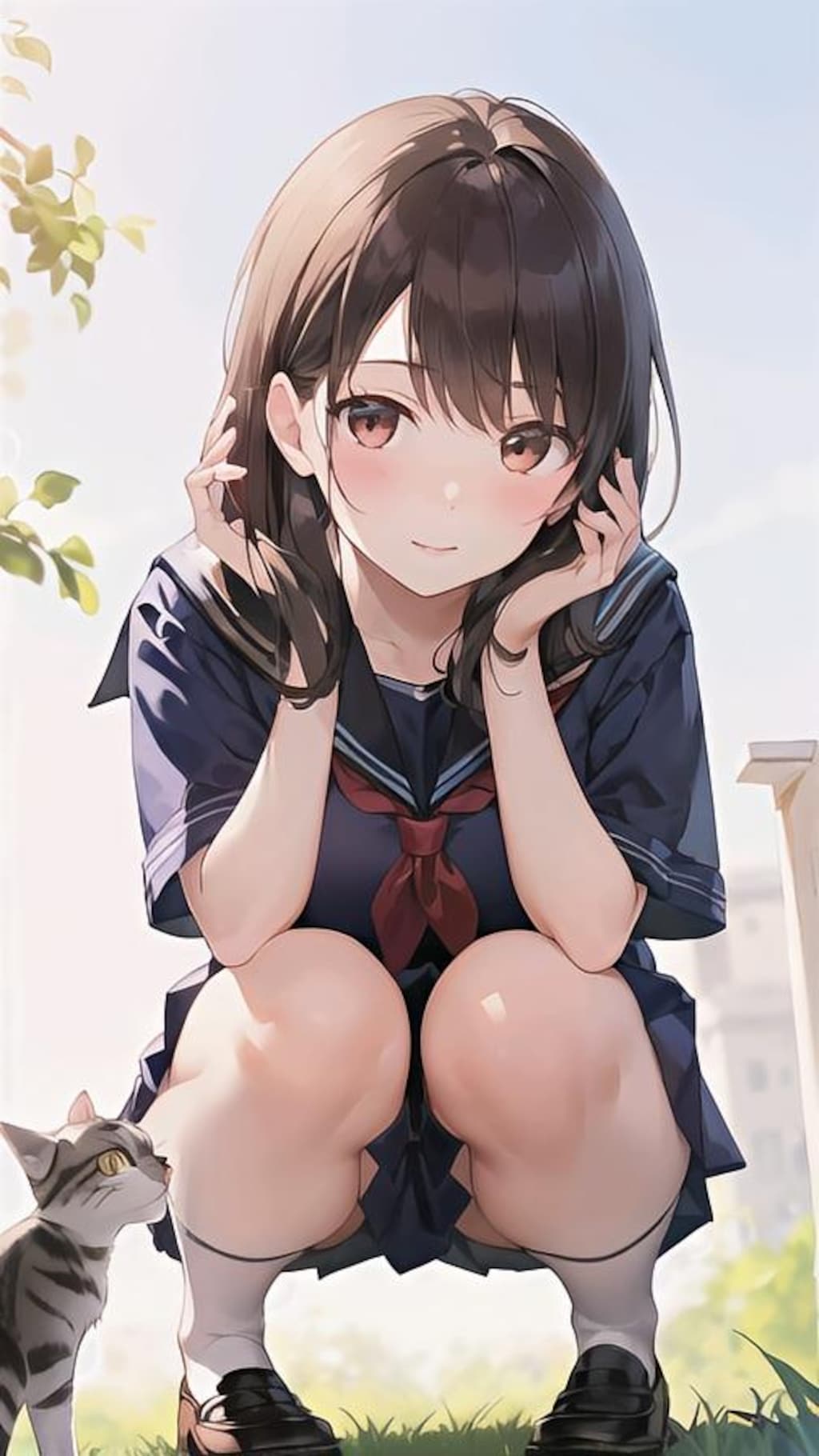 女子高生と野良猫