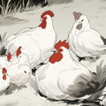 水墨画の鶏 2枚目