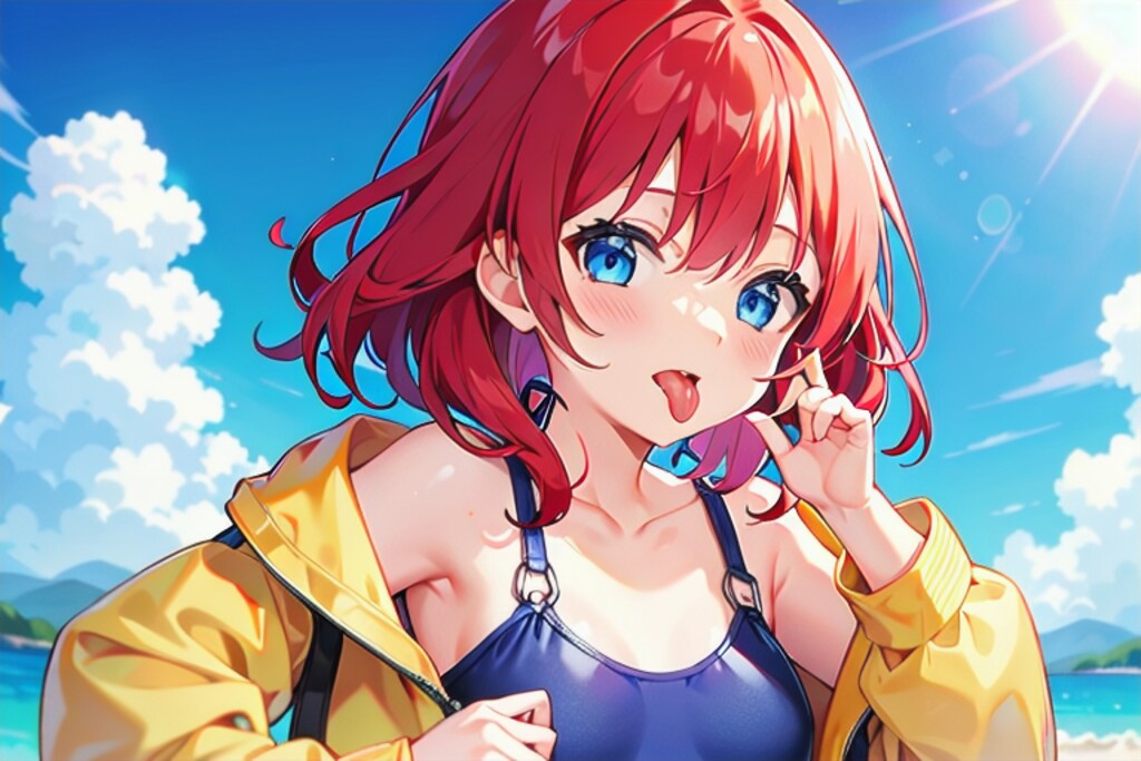 夏だ！海水浴だ！スク水レインコートだッ！！！！な日常