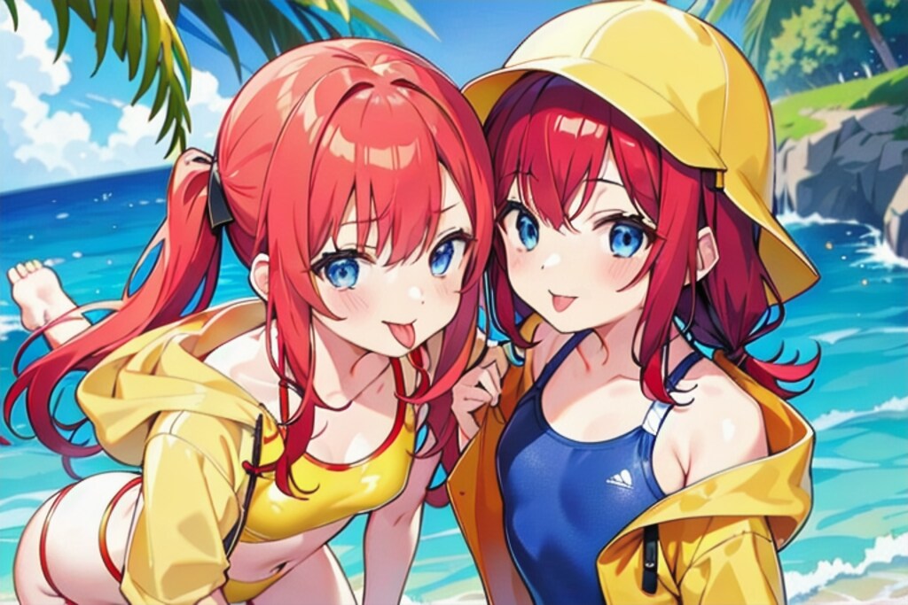 夏だ！海水浴だ！スク水レインコートだッ！！！！な日常