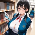 よく生成する子②：黒髪眼鏡地味子ちゃん 2枚目