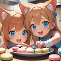 猫耳美少女「マカロン作りすぎたにゃ」 2枚目