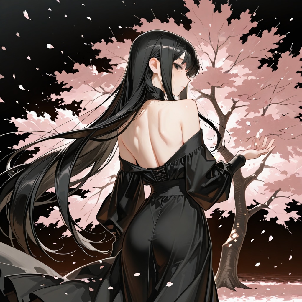 黒の世界、桜ひとひら