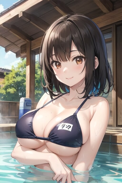 ビキニで温泉