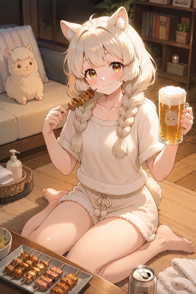 焼き鳥で乾杯→寝落ち