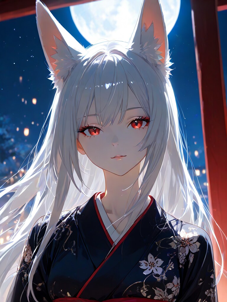 月夜の神社