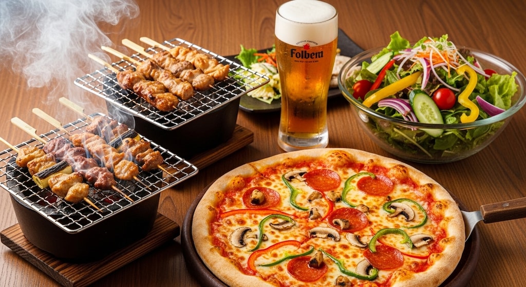 摩訶不思議食堂の焼き鳥とピザの連休セット