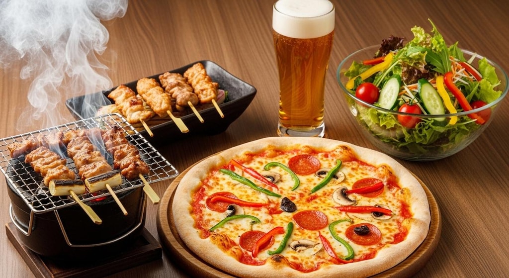 摩訶不思議食堂の焼き鳥とピザの連休セット