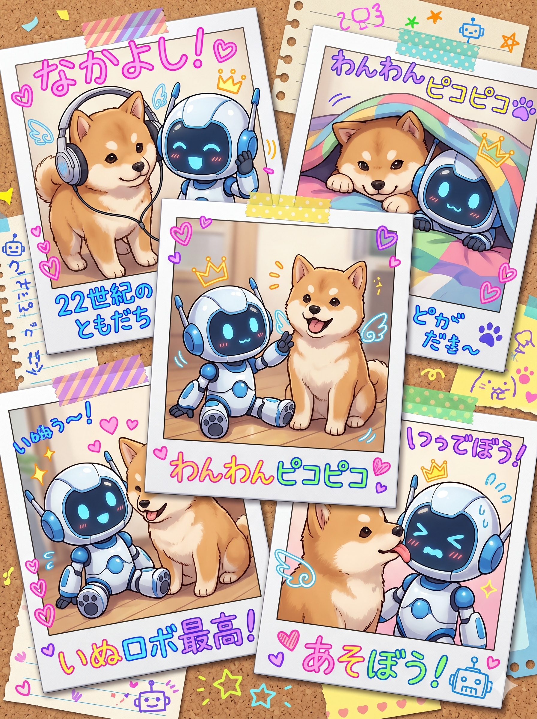 子犬とAIロボット