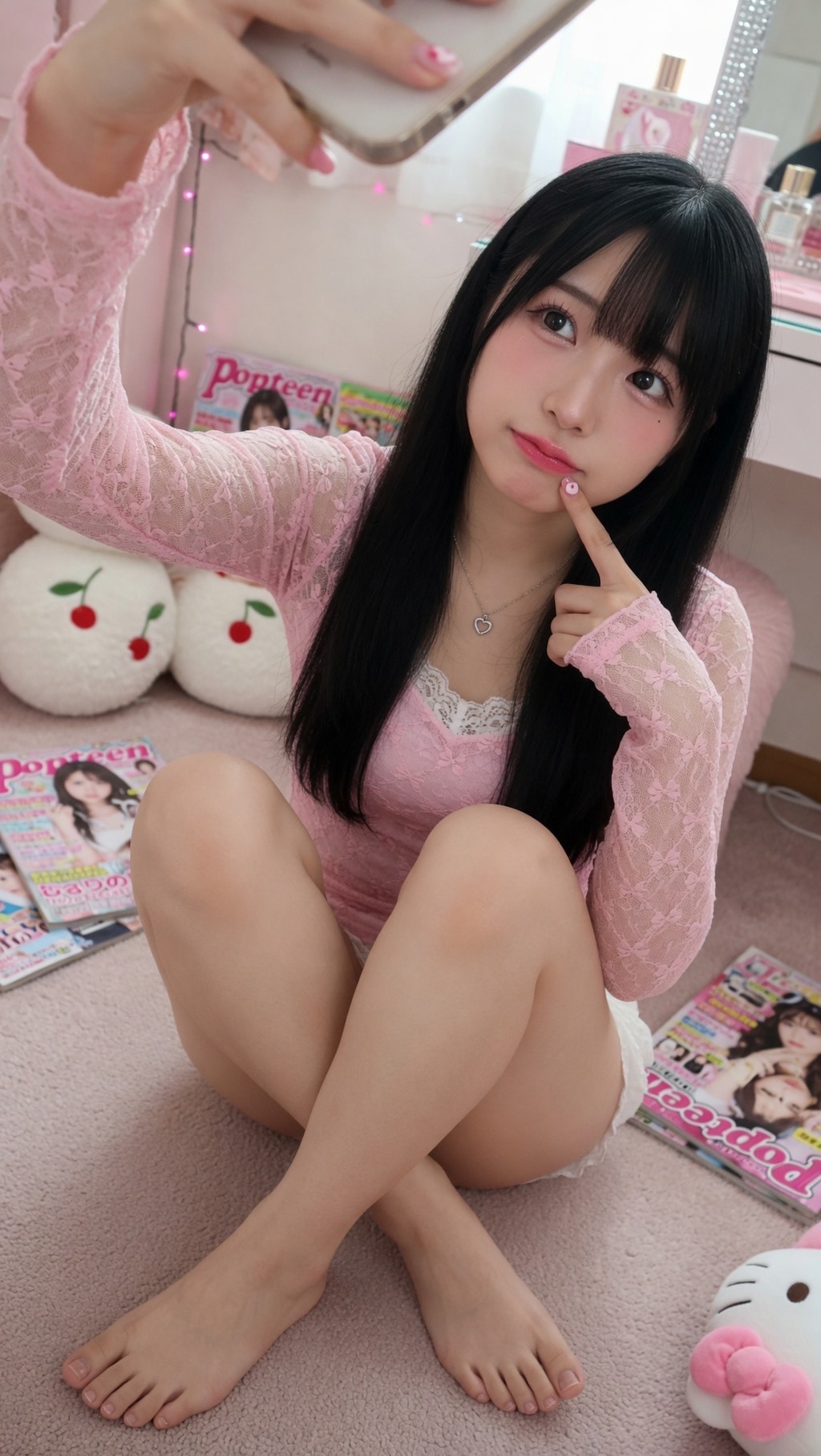 お部屋でつかまえた、Popteenなピンクの微笑み