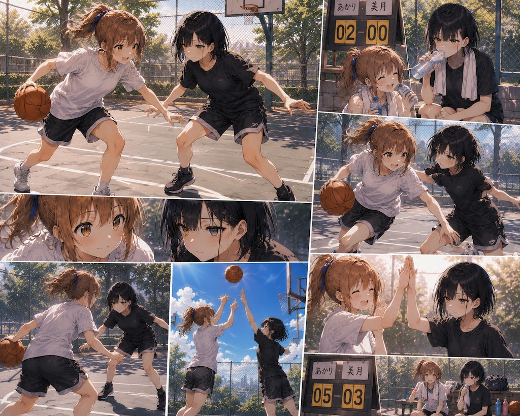 休日にランニングと1on1　楓ちゃんと雫ちゃん