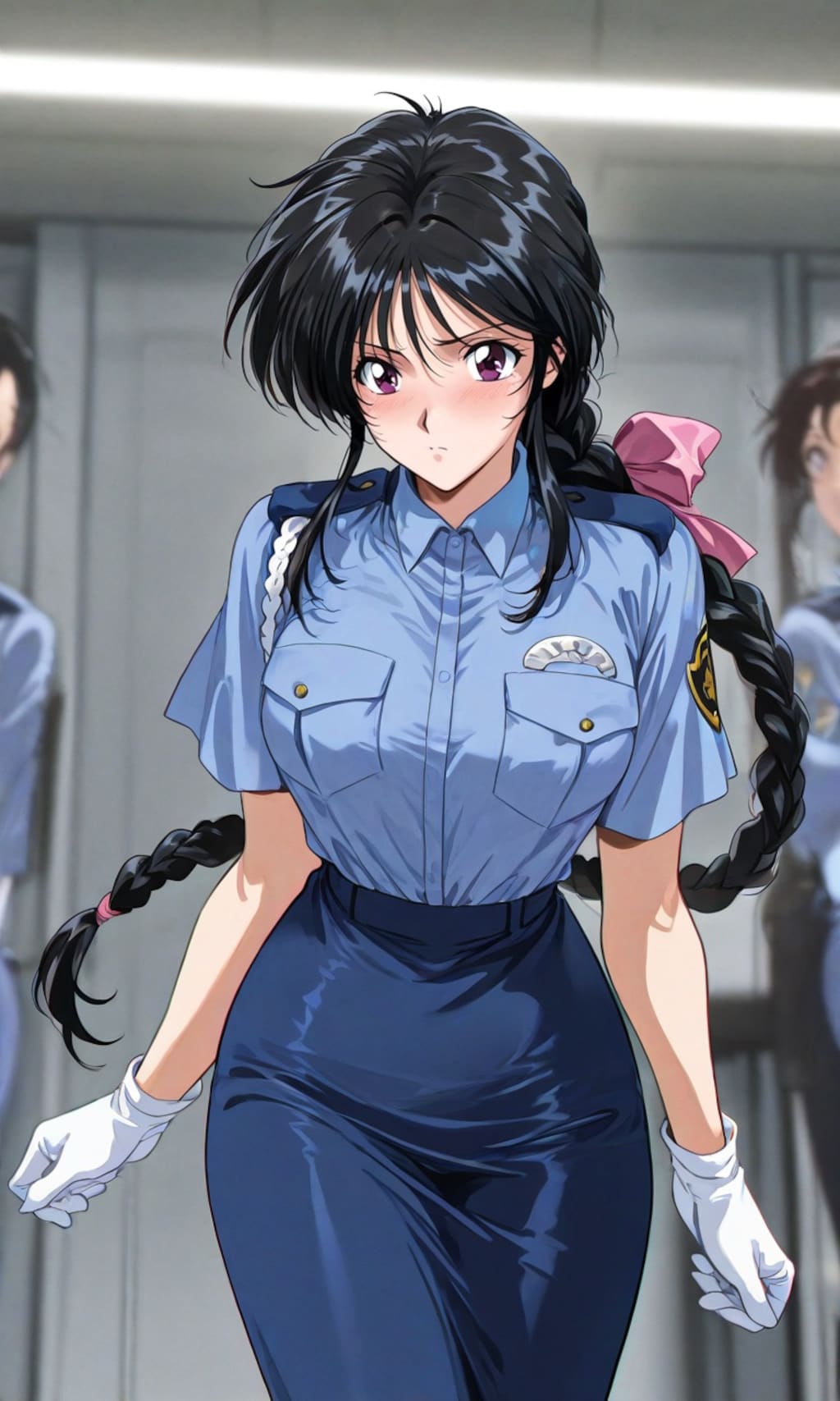 黒髪の警察官女性