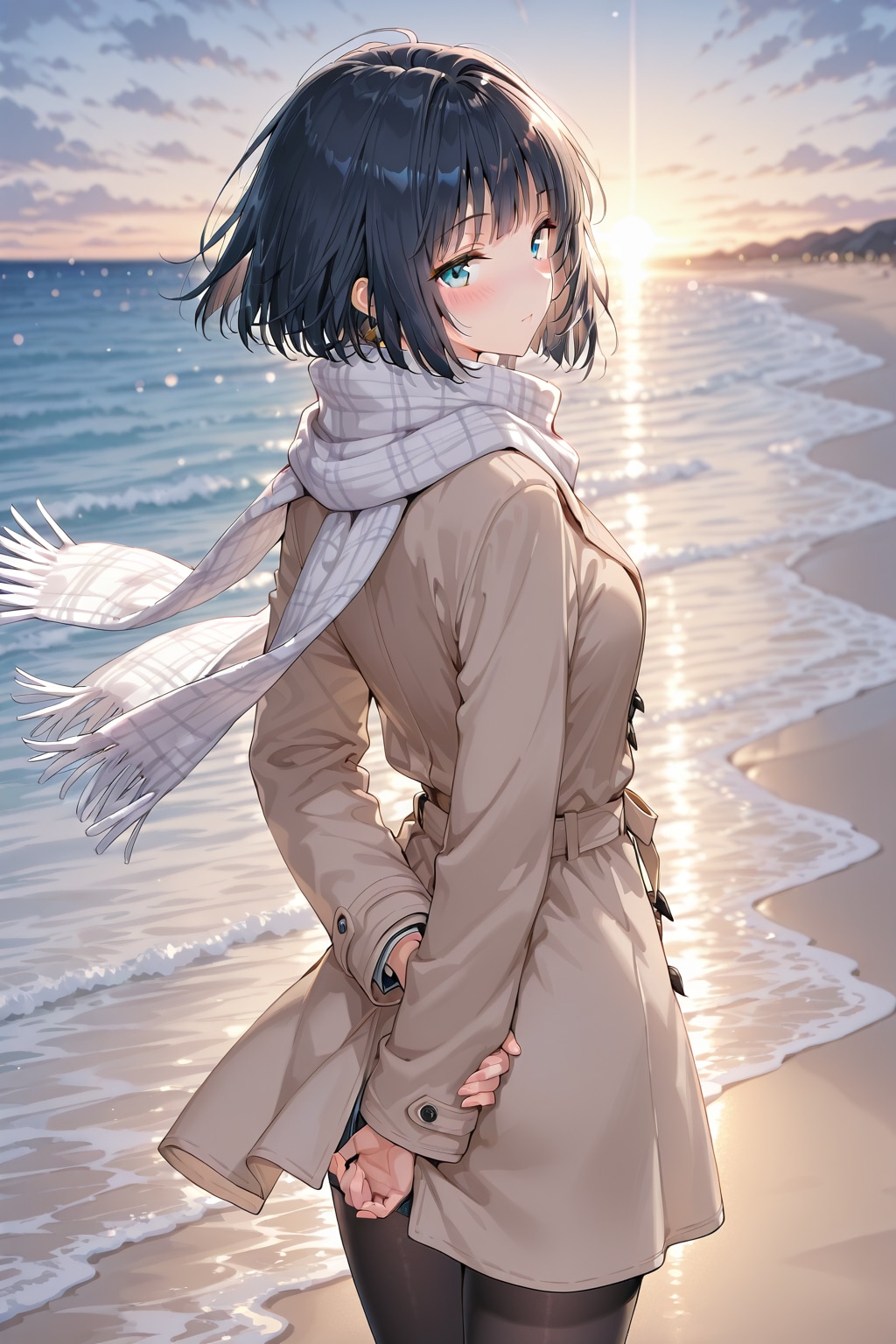 冬の海辺の朝 | の人気AIイラスト・グラビア