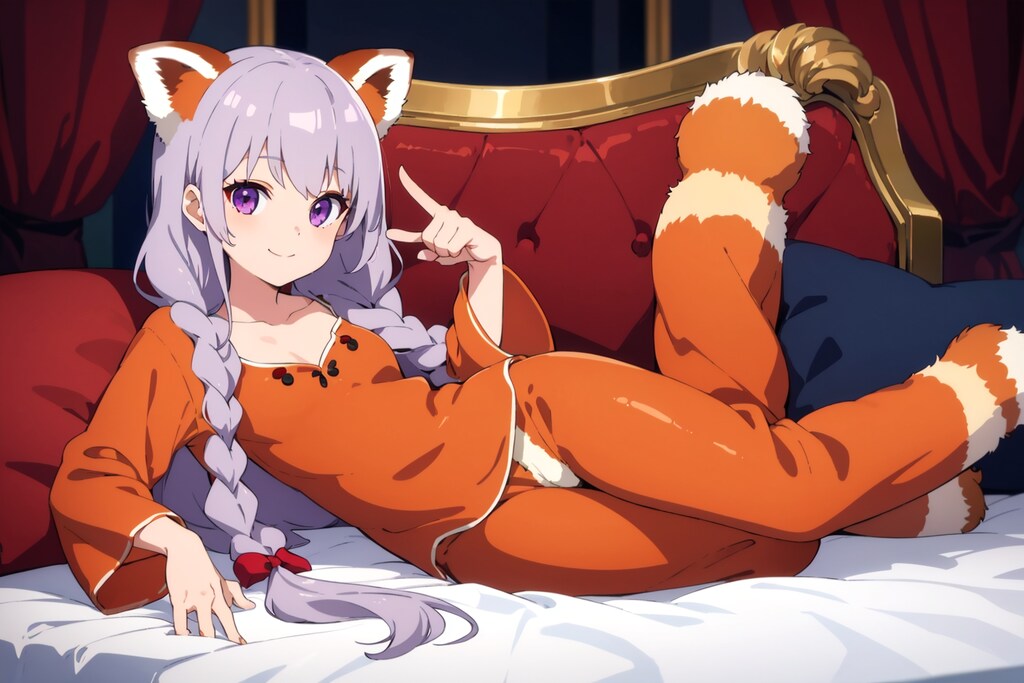 銀髪レッサーパンダ(しっぽ付き)_20231105