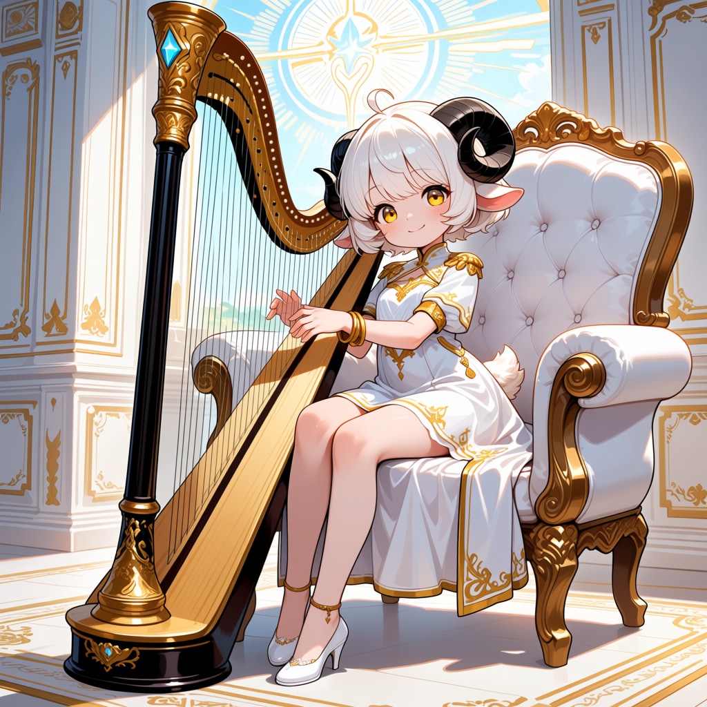 ハープを弾くメイちゃん♡ | の人気AIイラスト・グラビア