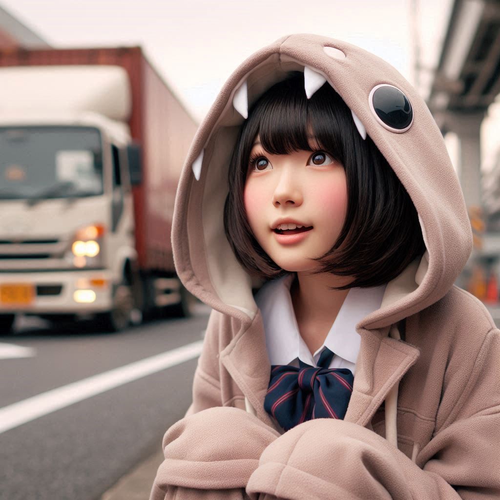大型トラックにびっくりノコ
