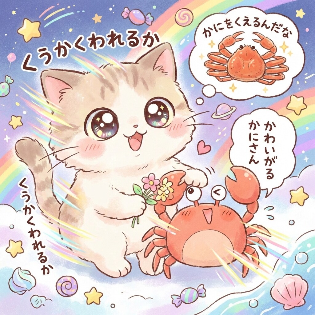 くわれそうでもねこかわいい🦀💕🐱